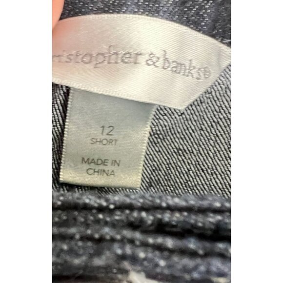 Christopher & Banks Modern Fit Tapered Leg Jeans 12 Short Dark Wash - Picture 3 of 8